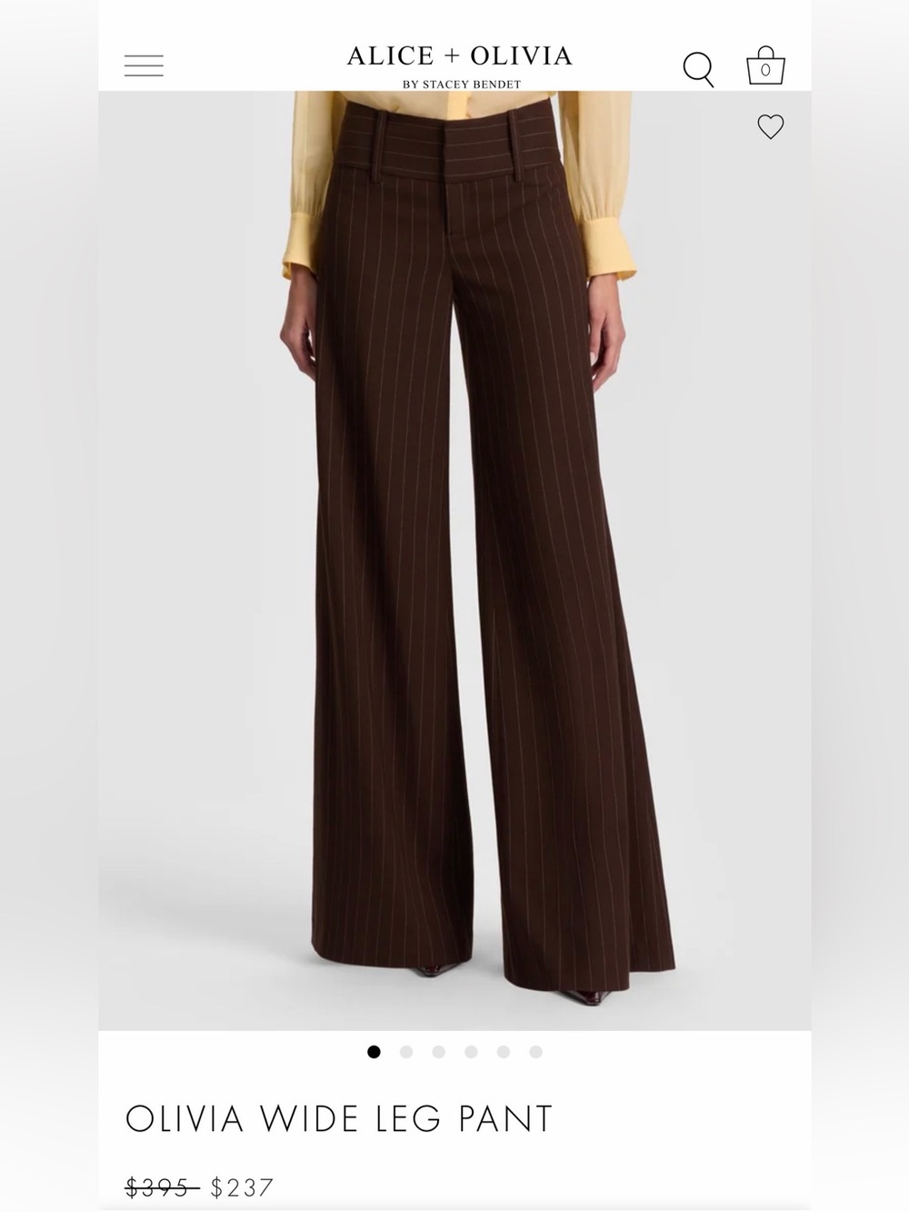 Alice + Olivia cream  Pinstripe Wide-Leg Trousers